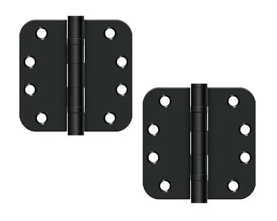 Deltana 4" x 4" x 5/8" Radius Corners Ball Bearing Hinge, Heavy Duty Paint Black