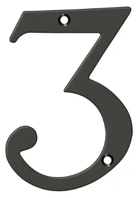 DeltanaDeltana 6" House Number, Solid Brass, No. 3 in Oil Rubbed Bronze