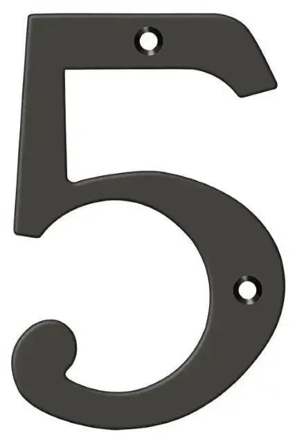 DeltanaDeltana 6" House Number, Solid Brass, No. 5 in Oil Rubbed Bronze