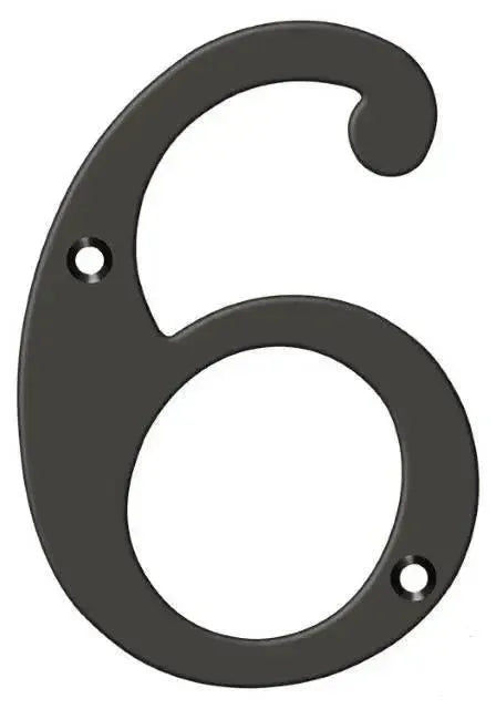 DeltanaDeltana 6" House Number, Solid Brass, No. 6 in Oil Rubbed Bronze