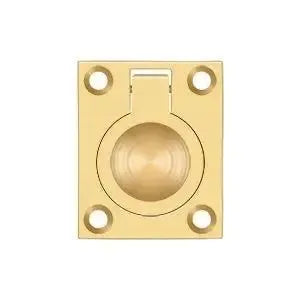 Deltana Flush Ring Pull, 1 3/4" x 1 3/8" in PVD Polished Brass finish