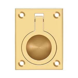 Deltana Flush Ring Pull, 2 1/2" x 1 7/8" PVD Polished Brass