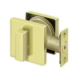 Deltana Modern Square Single Cylinder Deadbolt in Polished Brass finish