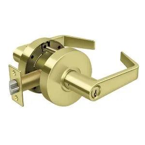 Deltana Commercial Storeroom Standard Grade 2 Clarendon Lever with Cylinder in Polished Brass finish