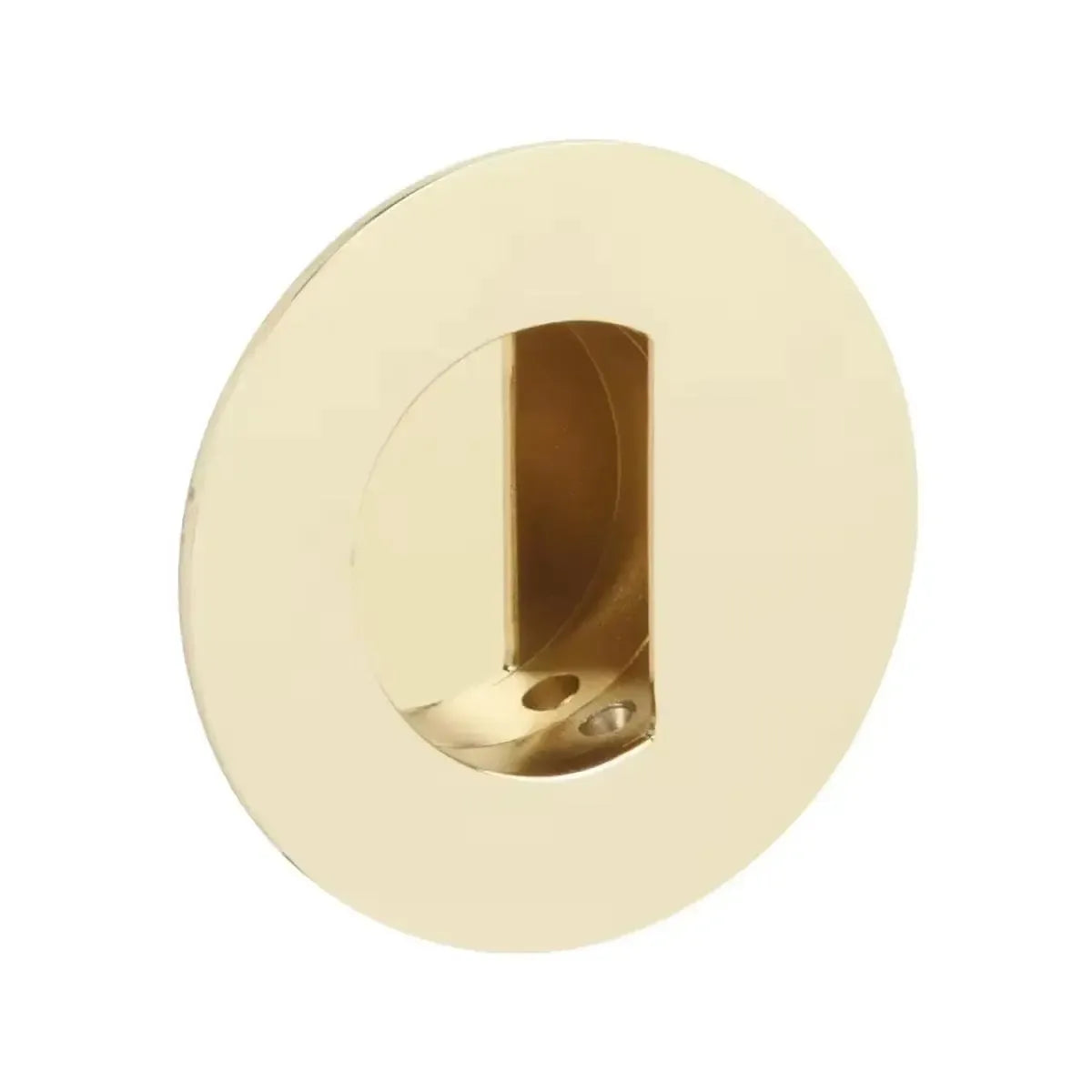 Emtek 3" Round Flush Pull with Half Moon Pocket in