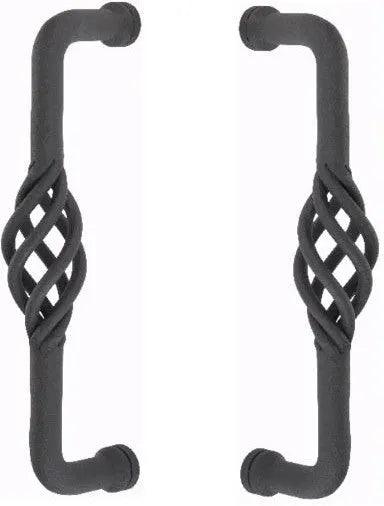 Emtek Back to Back Lafayette Door Pull, 8" Center to Center in Flat Black Steel finish