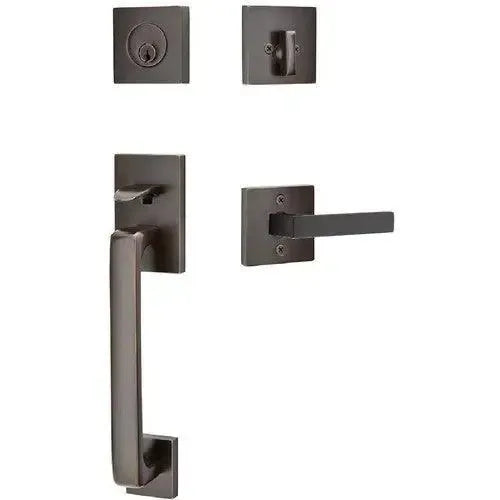 Emtek Baden Entrance Handleset With Dumont Lever in