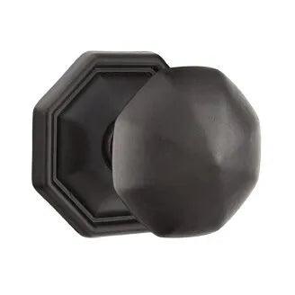 Emtek Bronze Octagon Knob with #15 Rosette Flat Black Bronze Patina