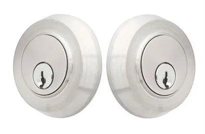 Emtek Stainless Steel Round Double Cylinder Keyed Deadbolt in Brushed Stainless Steel finish