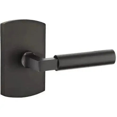 Emtek Bryce Lever With #4 Rosette in Flat Black Bronze Patina finish