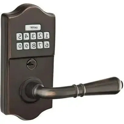 Emtek Classic Electronic Keypad Leverset with Turino Lever in Oil Rubbed Bronze finish