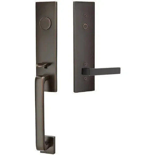 EmtekEmtek Davos Tubular Entrance Handleset With Dumont Lever in