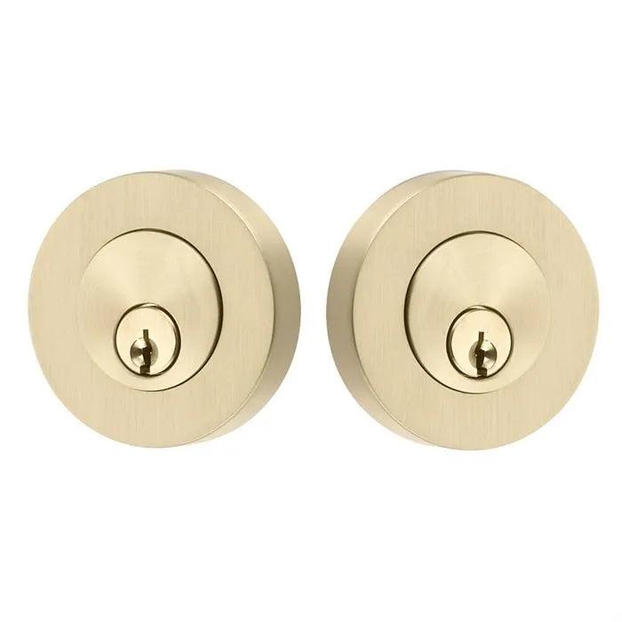 Emtek Double Cylinder Modern Disc Keyed Deadbolt Satin Brass