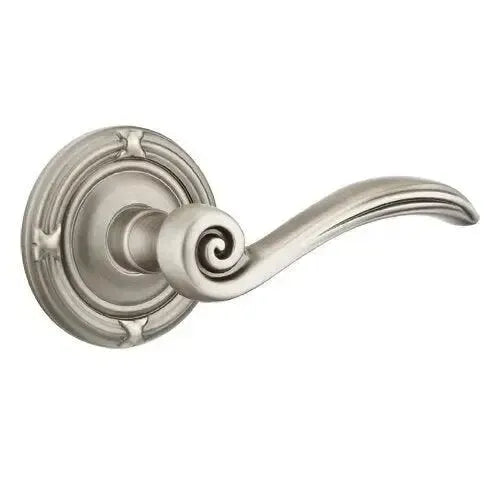 Emtek Elan Lever With Ribbon & Reed Rosette in Pewter finish