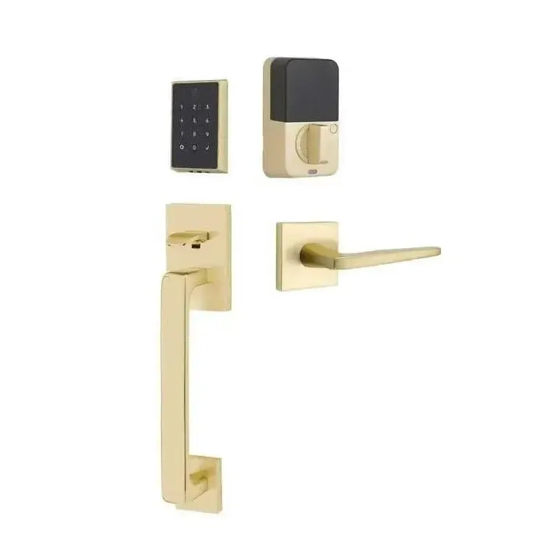 Emtek EMPowered 2 Touch Entry Set with Baden Grip and Hermes Lever in