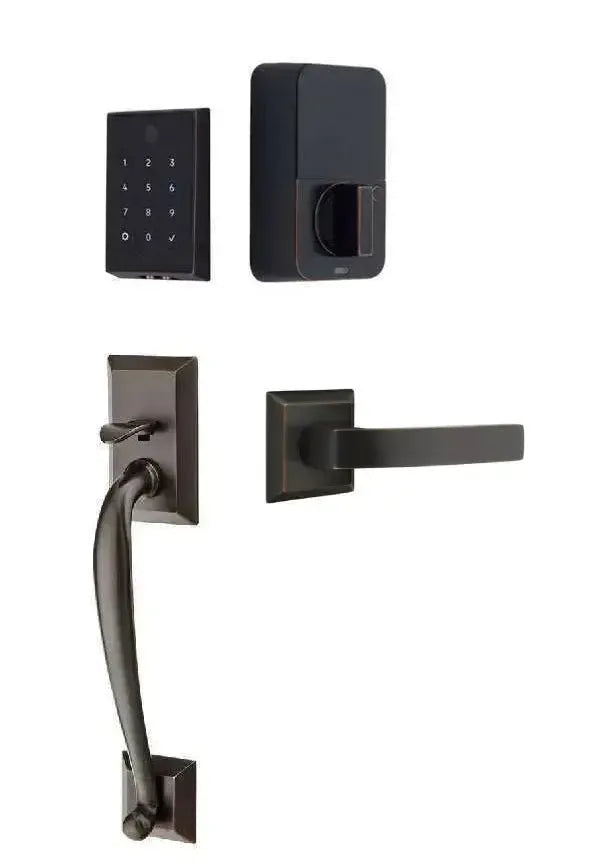 Emtek EMPowered 2 Touch Entry Set with Franklin Grip and Breslin Lever in