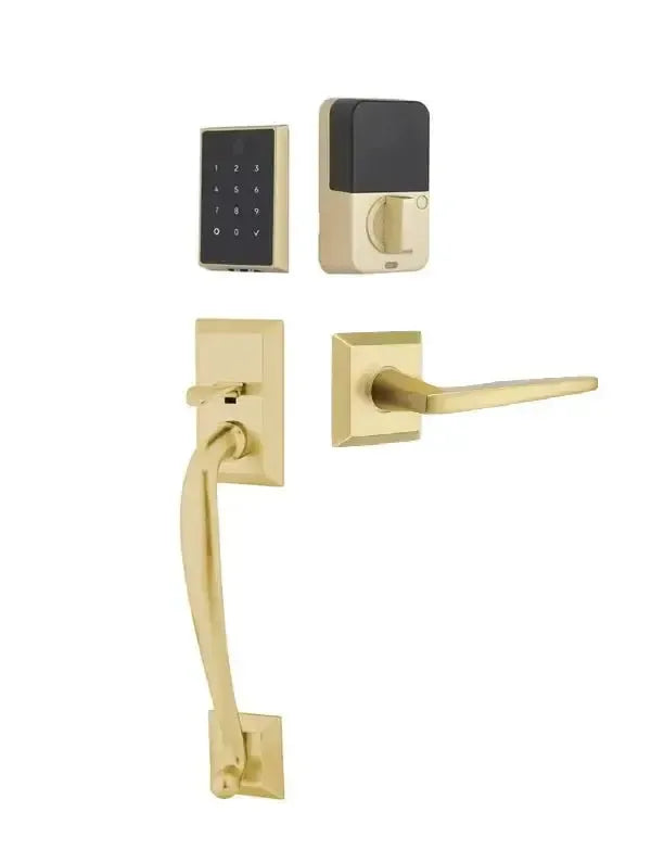 Emtek EMPowered 2 Touch Entry Set with Franklin Grip and Hermes Lever in