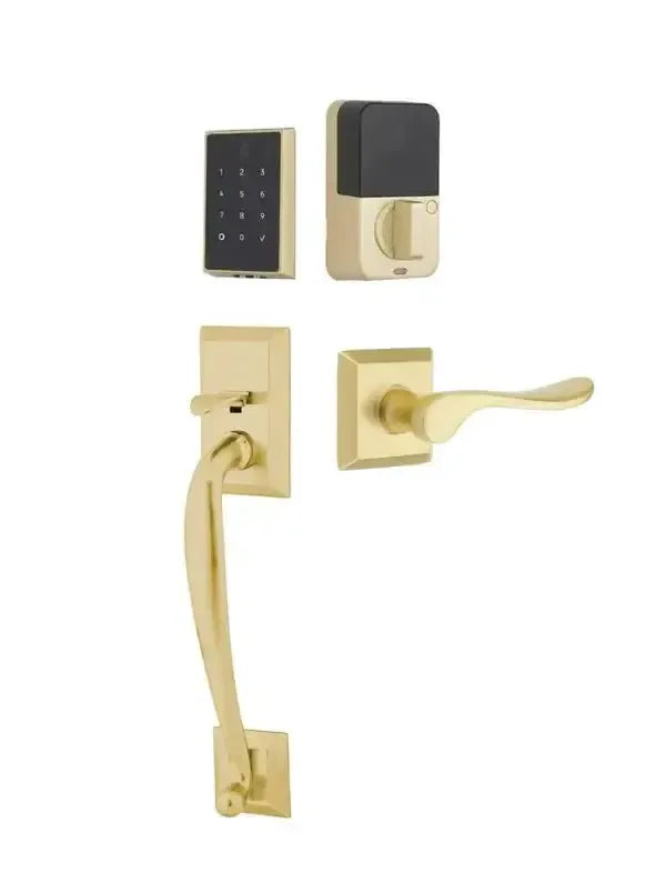 Emtek EMPowered 2 Touch Entry Set with Franklin Grip and Luzern Lever in