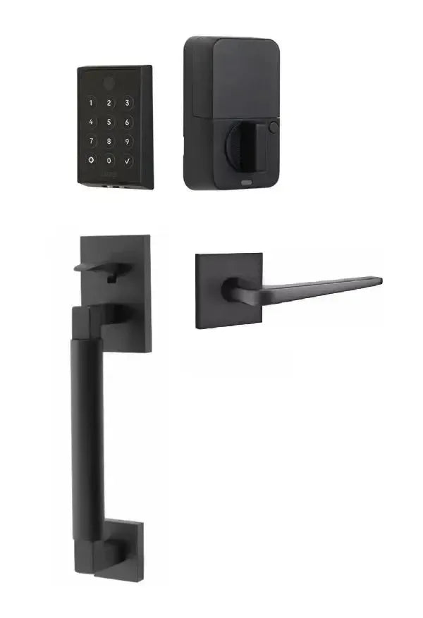 Emtek EMPowered 2 Touch Entry Set with Hercules Smooth Grip and Athena Lever in