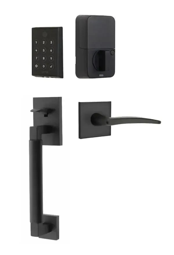 Emtek EMPowered 2 Touch Entry Set with Hercules Smooth Grip and Poseidon Lever in