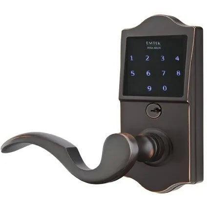 Emtek EMTouch Classic Electronic Touchscreen Keypad Leverset with Cortina Lever Oil Rubbed Bronze