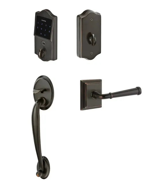 Emtek EMTouch™ Classic Style Electronic Keypad Entry Set with Merrimack Lever with Wilshire Rosette in Oil Rubbed Bronze finish