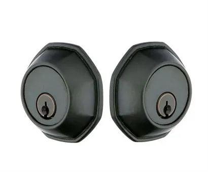 Emtek Double Cylinder Octagon Tuscany Bronze Keyed Deadbolt in Flat Black Bronze Patina finish