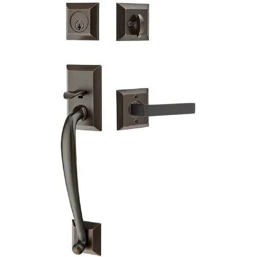 Emtek Franklin Tubular Entrance Handleset With Dumont Lever Oil Rubbed Bronze