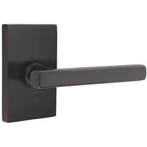 Emtek Freestone Lever With Modern Rectangular Rosette Oil Rubbed Bronze