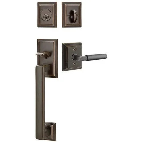 Emtek Hamden Tubular Entrance Handleset With Hercules Lever Oil Rubbed Bronze