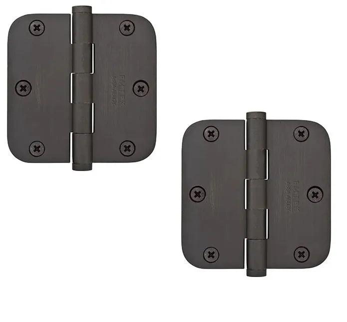 Emtek Heavy Duty Solid Brass Plain Bearing Hinge, 3.5" x 3.5" with 5/8" Radius Corners Oil Rubbed Bronze
