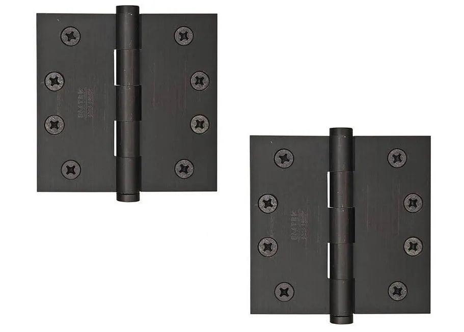 Emtek Heavy Duty Solid Brass Plain Bearing Hinge 4" x 4" with Square Corners Oil Rubbed Bronze