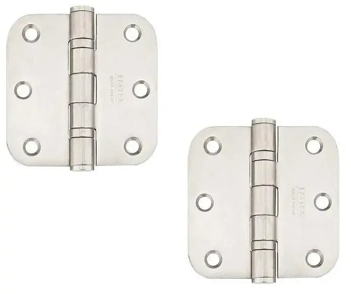 Emtek Heavy Duty Stainless Steel Ball Bearing Hinge, 3.5" x 3.5" with 5/8" Radius Corners in Brushed Stainless Steel finish