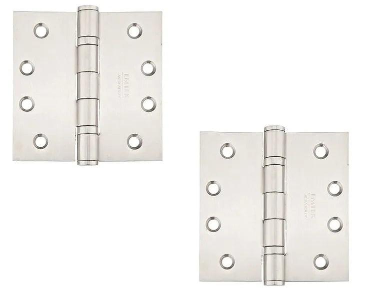 Emtek Heavy Duty Stainless Steel Ball Bearing Hinge, 4" x 4" with Square Corners Brushed Stainless Steel