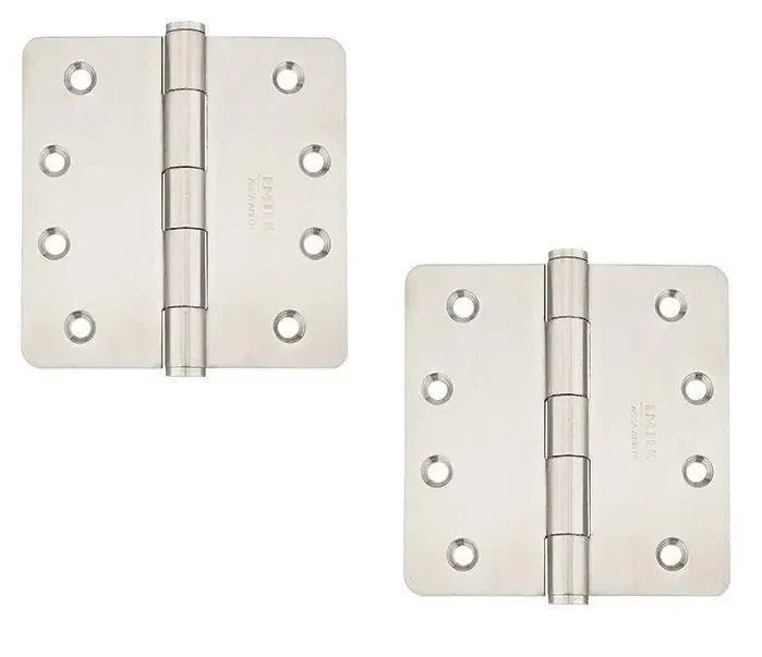 Emtek Heavy Duty Stainless Steel Plain Bearing Hinge, 4" x 4" with 1/4" Radius Corners in Brushed Stainless Steel finish