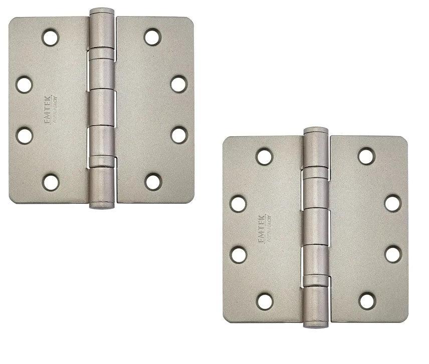 Emtek Heavy Duty Steel Plain Bearing Hinge, 4" x 4" with 1/4" Radius Corners Tumbled White Bronze