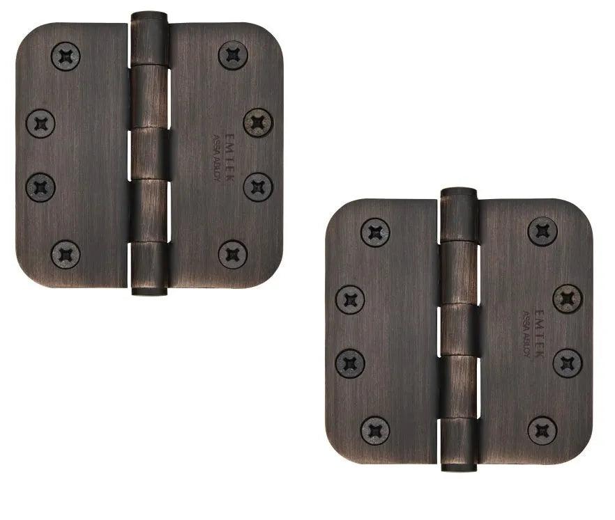 Emtek Heavy Duty Steel Plain Bearing Hinge, 4" x 4" with 5/8" Radius Corners Oil Rubbed Bronze