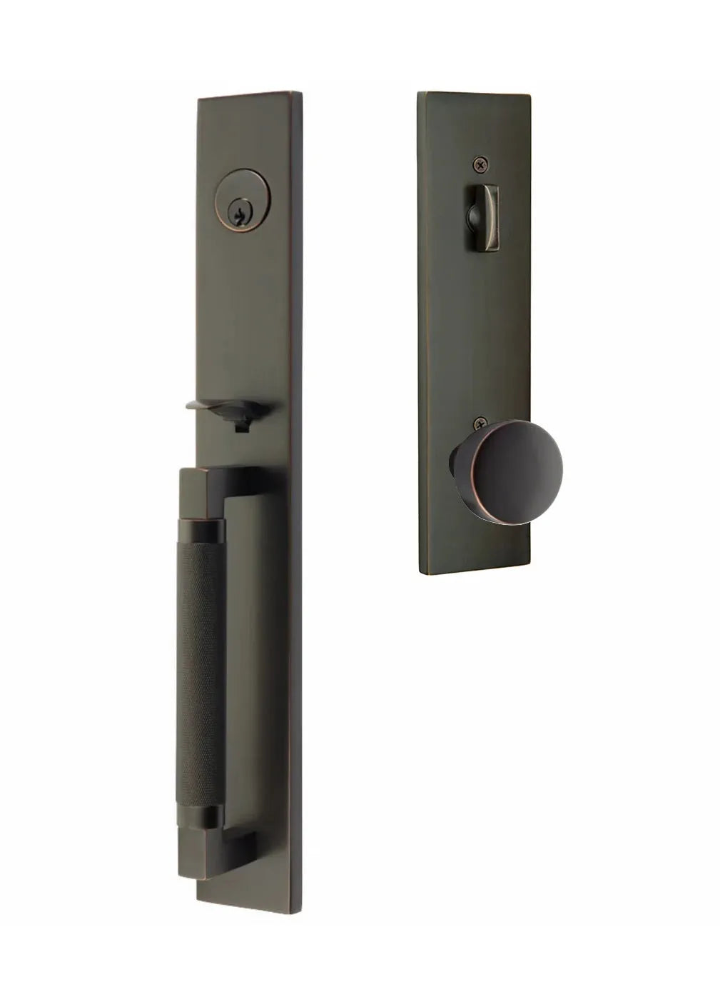 EmtekEmtek Hercules Knurled Full Length Tubular Entry Set with Laurent Knob in