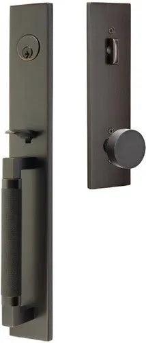 Emtek Hercules Knurled Full Length Tubular Entry Set with Round Knob Oil Rubbed Bronze