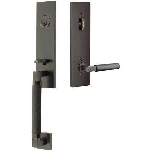 Emtek Hercules Knurled Monolithic Tubular Entry Set with Hercules Lever Oil Rubbed Bronze