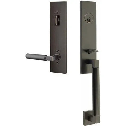 Emtek Hercules Smooth Monolithic Tubular Entry Set with Hercules Lever Oil Rubbed Bronze