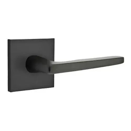 Emtek Hermes Lever With Square Rosette in Flat Black finish