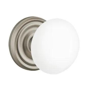 Emtek Ice White Knob with Regular Rosette Pewter