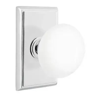 Emtek Ice White Porcelain Knob with Rectangular Rosette in