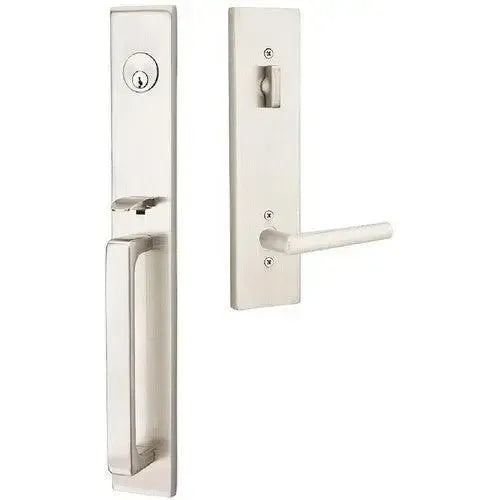 Emtek Lausanne Tubular Entrance Handleset With Stuttgart Lever in