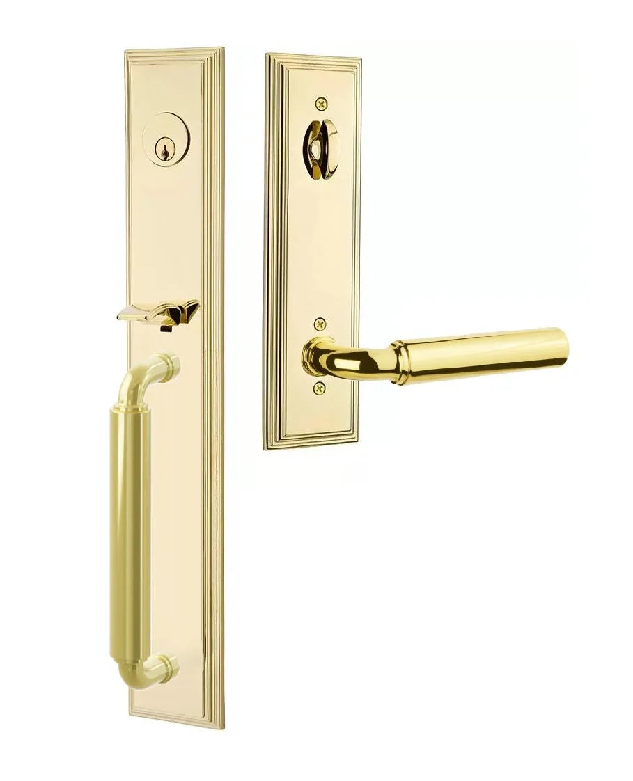 Emtek Manning Full Length Handleset with Manning Lever in Polished Brass finish