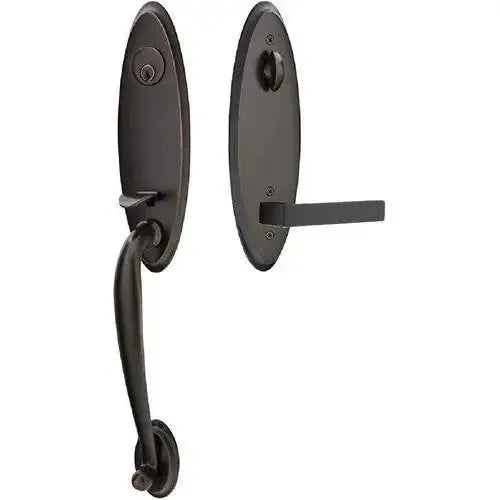 Emtek Marietta Tubular Entrance Handleset With Dumont Lever in