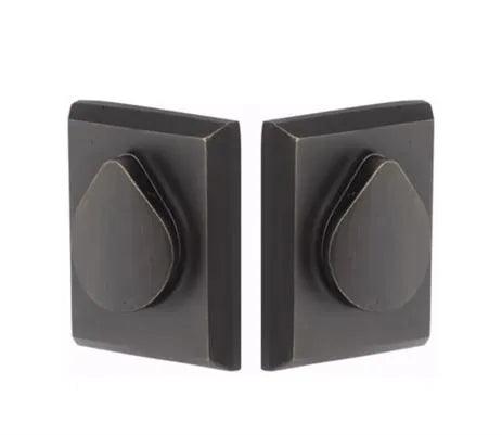 Emtek Double Cylinder Rustic Modern Rectangular Sandcast Bronze Keyed Deadbolt with Flap in Medium Bronze Patina finish
