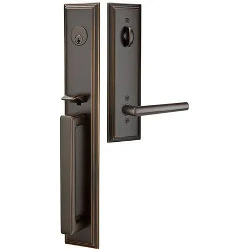 Emtek Melrose Tubular Entrance Handleset With Stuttgart Lever Oil Rubbed Bronze