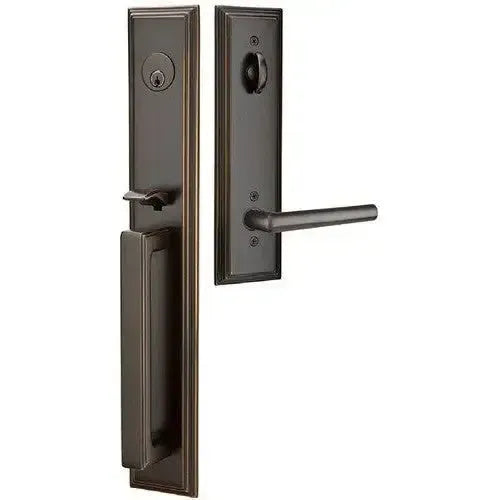 Emtek Melrose Tubular Entrance Handleset With Stuttgart Lever in